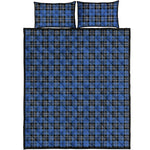 Black And Blue Tartan Pattern Print Quilt Bed Set