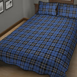 Black And Blue Tartan Pattern Print Quilt Bed Set