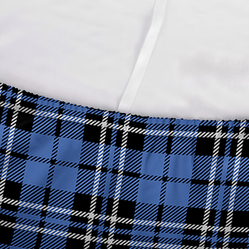 Black And Blue Tartan Pattern Print Sofa Cover
