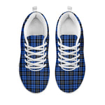 Black And Blue Tartan Pattern Print White Sneakers
