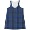 Black And Blue Tartan Pattern Print Women's Racerback Tank Top