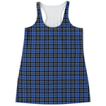 Black And Blue Tartan Pattern Print Women's Racerback Tank Top