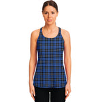 Black And Blue Tartan Pattern Print Women's Racerback Tank Top