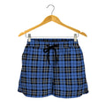 Black And Blue Tartan Pattern Print Women's Shorts