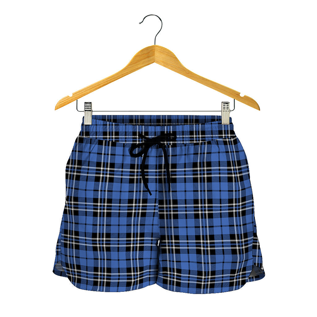 Black And Blue Tartan Pattern Print Women's Shorts