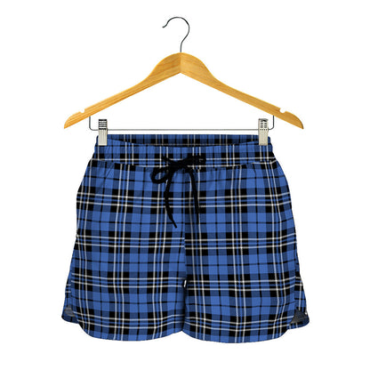 Black And Blue Tartan Pattern Print Women's Shorts