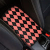 Black And Coral Argyle Pattern Print Car Center Console Cover