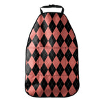 Black And Coral Argyle Pattern Print Car Seat Organizers
