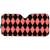 Black And Coral Argyle Pattern Print Car Sun Shade