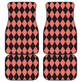 Black And Coral Argyle Pattern Print Front and Back Car Floor Mats
