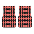 Black And Coral Argyle Pattern Print Front Car Floor Mats