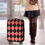 Black And Coral Argyle Pattern Print Luggage Cover