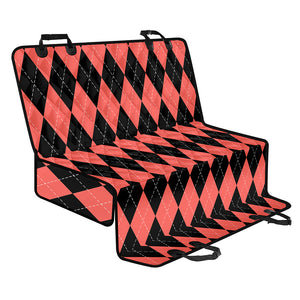 Black And Coral Argyle Pattern Print Pet Car Back Seat Cover