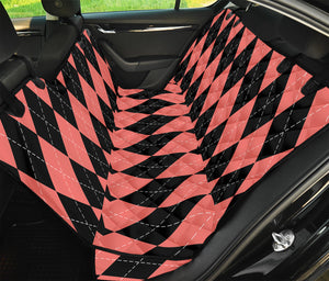 Black And Coral Argyle Pattern Print Pet Car Back Seat Cover