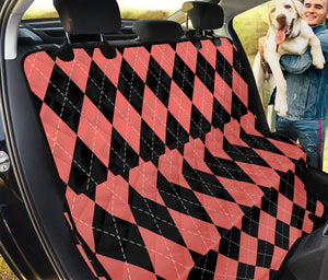 Black And Coral Argyle Pattern Print Pet Car Back Seat Cover