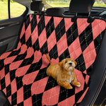 Black And Coral Argyle Pattern Print Pet Car Back Seat Cover