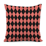 Black And Coral Argyle Pattern Print Pillow Cover