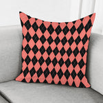 Black And Coral Argyle Pattern Print Pillow Cover