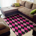 Black And Deep Pink Argyle Pattern Print Floor Mat