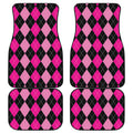 Black And Deep Pink Argyle Pattern Print Front and Back Car Floor Mats