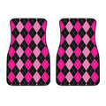 Black And Deep Pink Argyle Pattern Print Front Car Floor Mats
