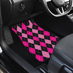 Black And Deep Pink Argyle Pattern Print Front Car Floor Mats