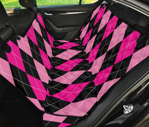 Black And Deep Pink Argyle Pattern Print Pet Car Back Seat Cover