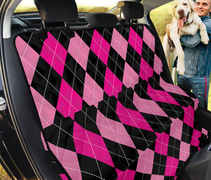 Black And Deep Pink Argyle Pattern Print Pet Car Back Seat Cover