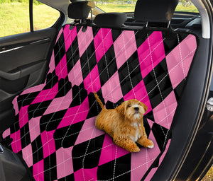 Black And Deep Pink Argyle Pattern Print Pet Car Back Seat Cover