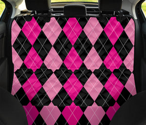 Black And Deep Pink Argyle Pattern Print Pet Car Back Seat Cover