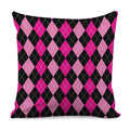 Black And Deep Pink Argyle Pattern Print Pillow Cover