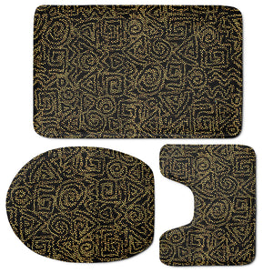 Black And Gold African Afro Print 3 Piece Bath Mat Set