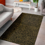 Black And Gold African Afro Print Area Rug