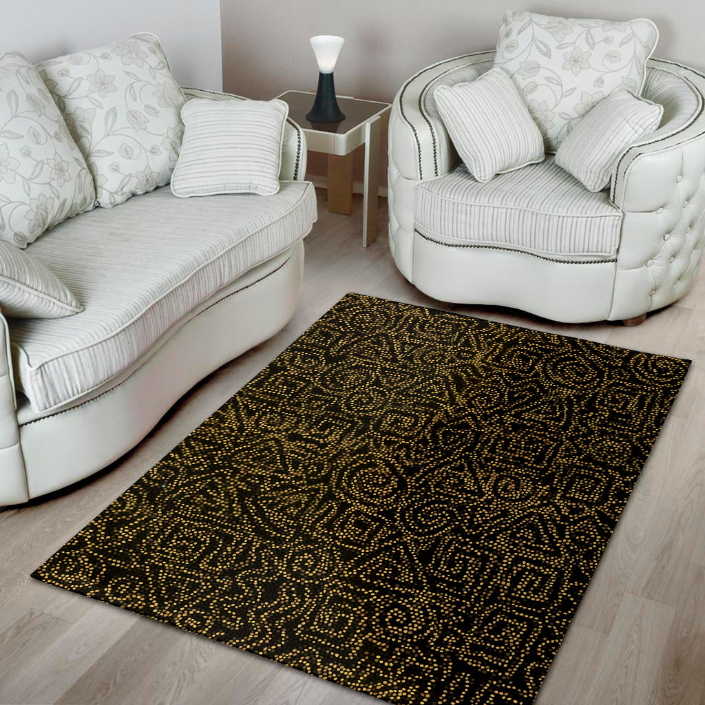 Black And Gold African Afro Print Area Rug