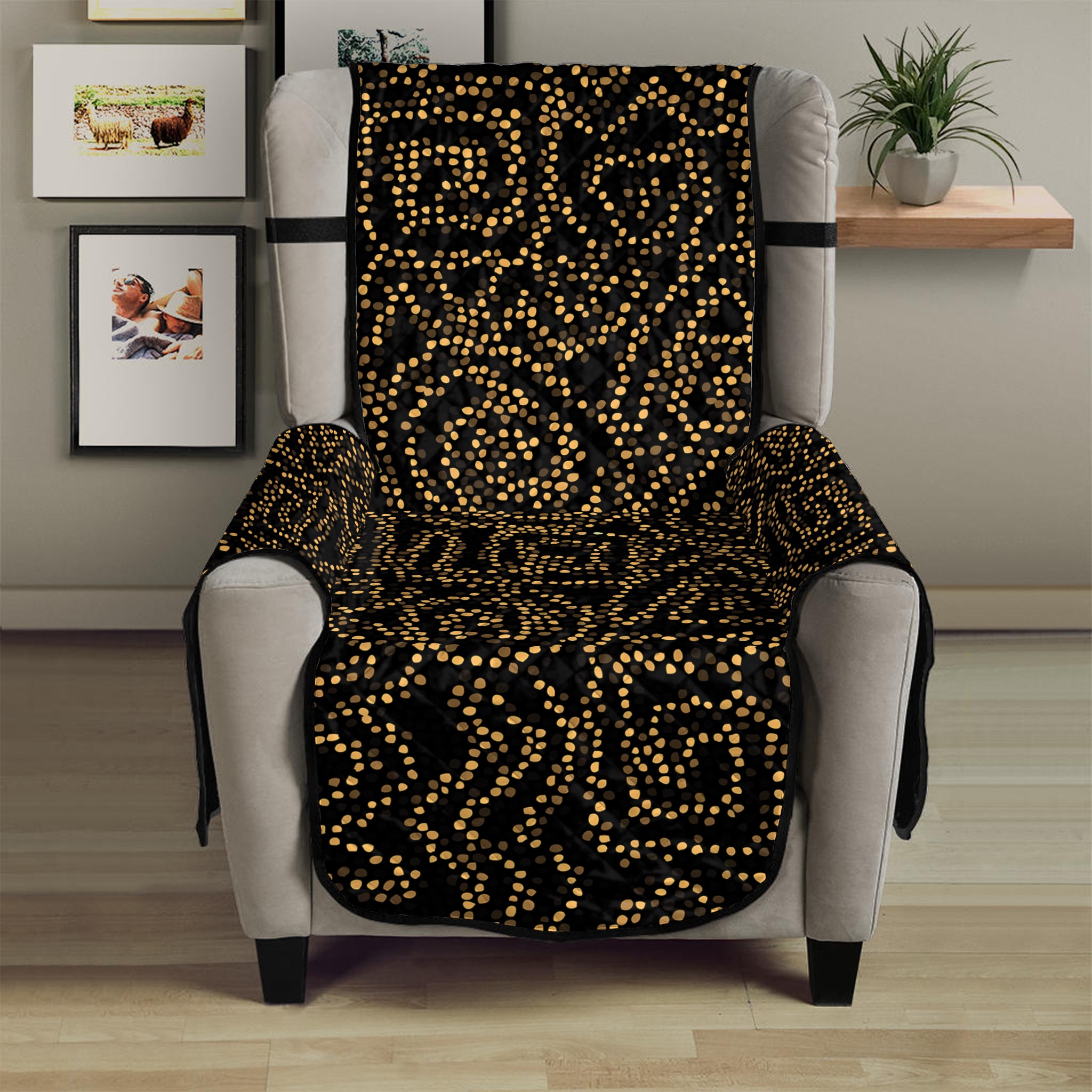 Black And Gold African Afro Print Armchair Protector