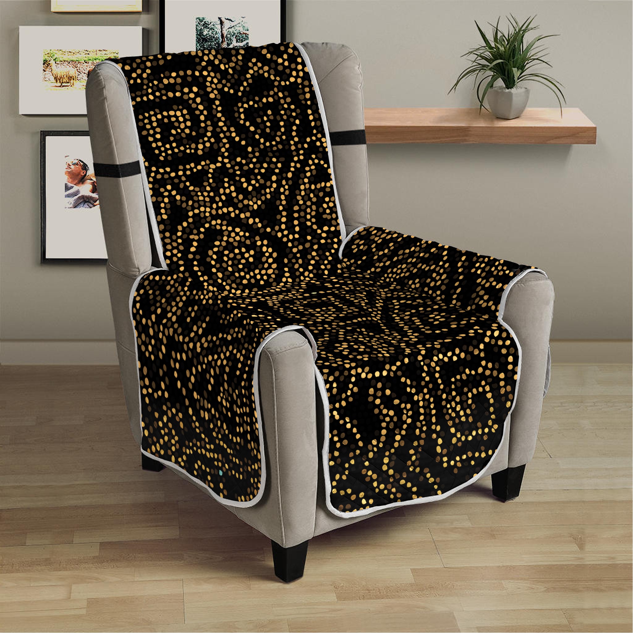 Black And Gold African Afro Print Armchair Protector