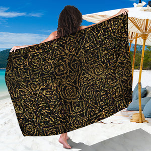 Black And Gold African Afro Print Beach Sarong Wrap