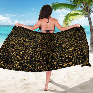 Black And Gold African Afro Print Beach Sarong Wrap