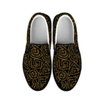 Black And Gold African Afro Print Black Slip On Shoes