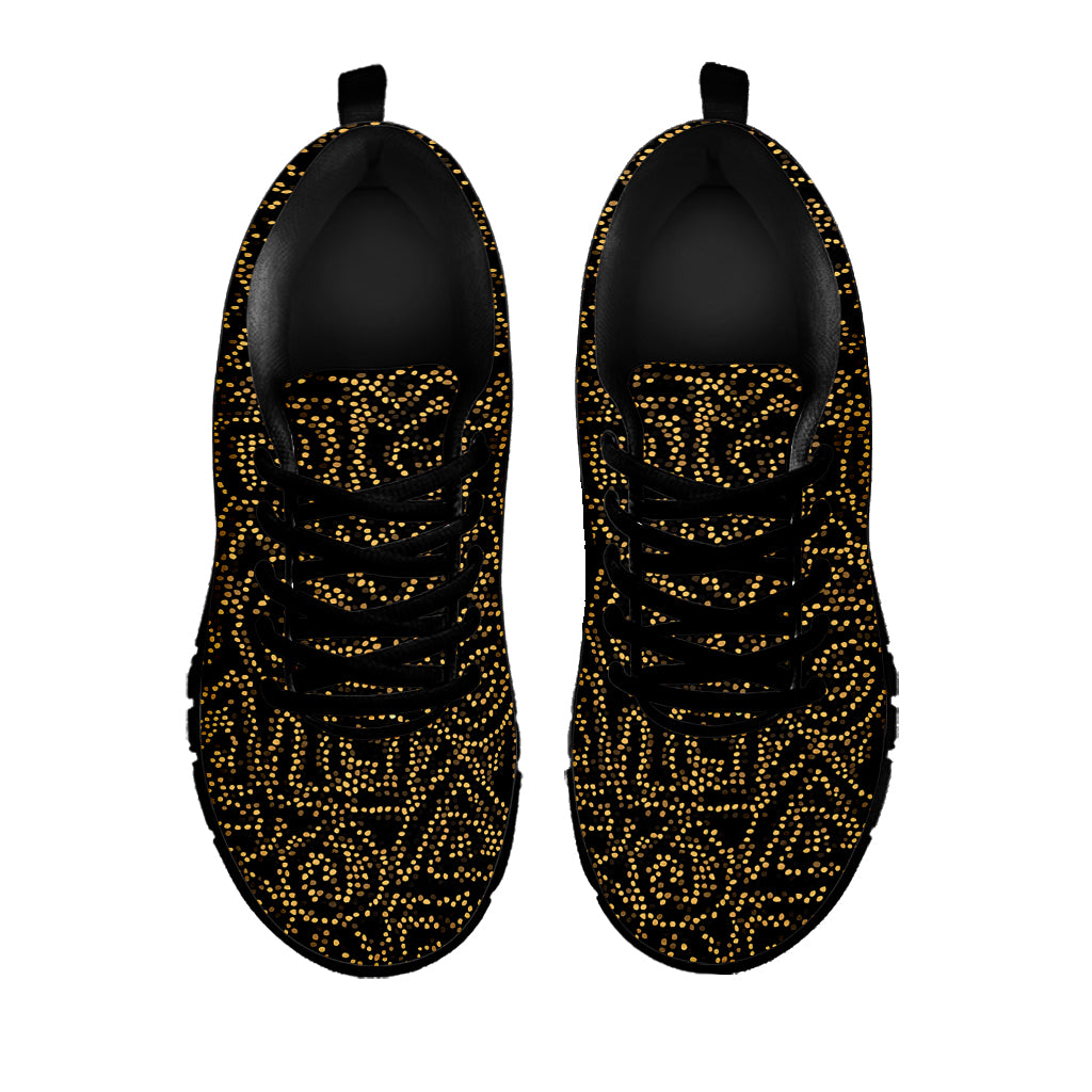 Black And Gold African Afro Print Black Sneakers