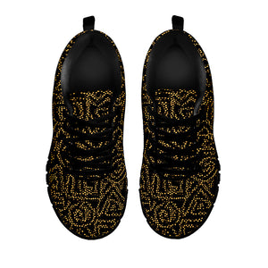 Black And Gold African Afro Print Black Sneakers