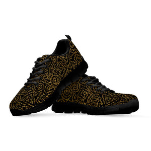 Black And Gold African Afro Print Black Sneakers