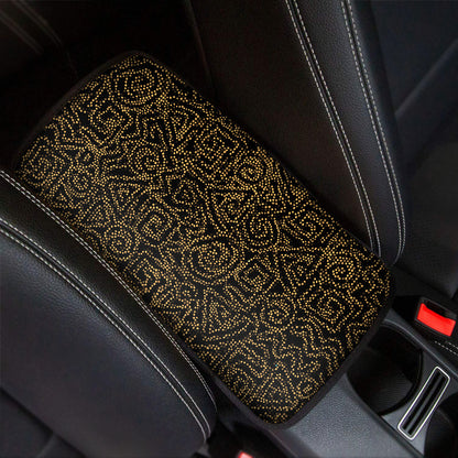 Black And Gold African Afro Print Car Center Console Cover