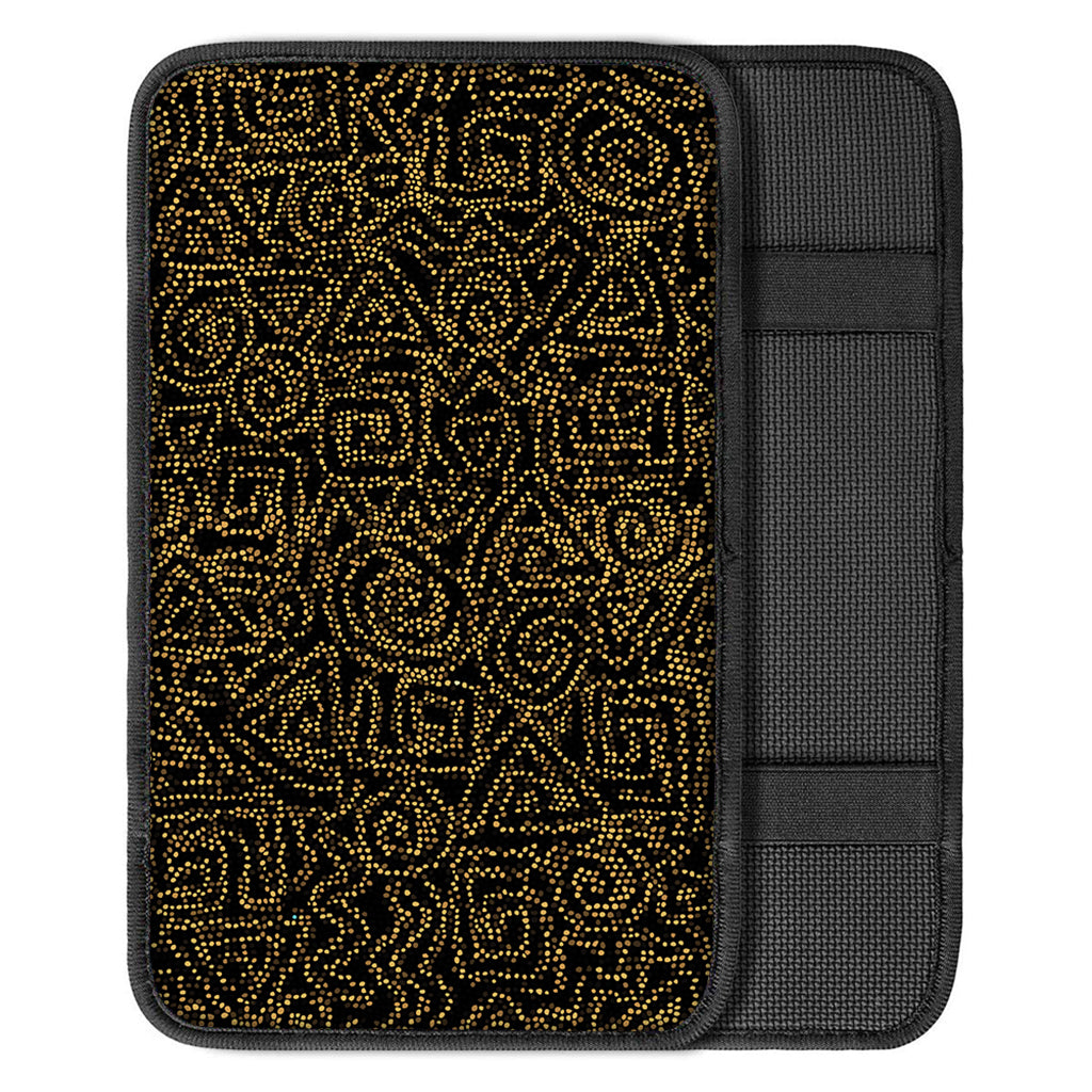 Black And Gold African Afro Print Car Center Console Cover