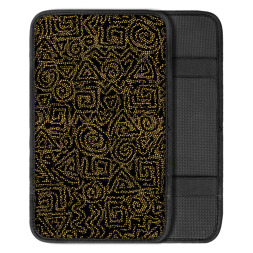 Black And Gold African Afro Print Car Center Console Cover