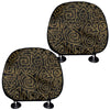 Black And Gold African Afro Print Car Headrest Covers