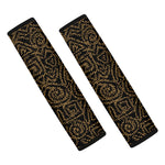 Black And Gold African Afro Print Car Seat Belt Covers