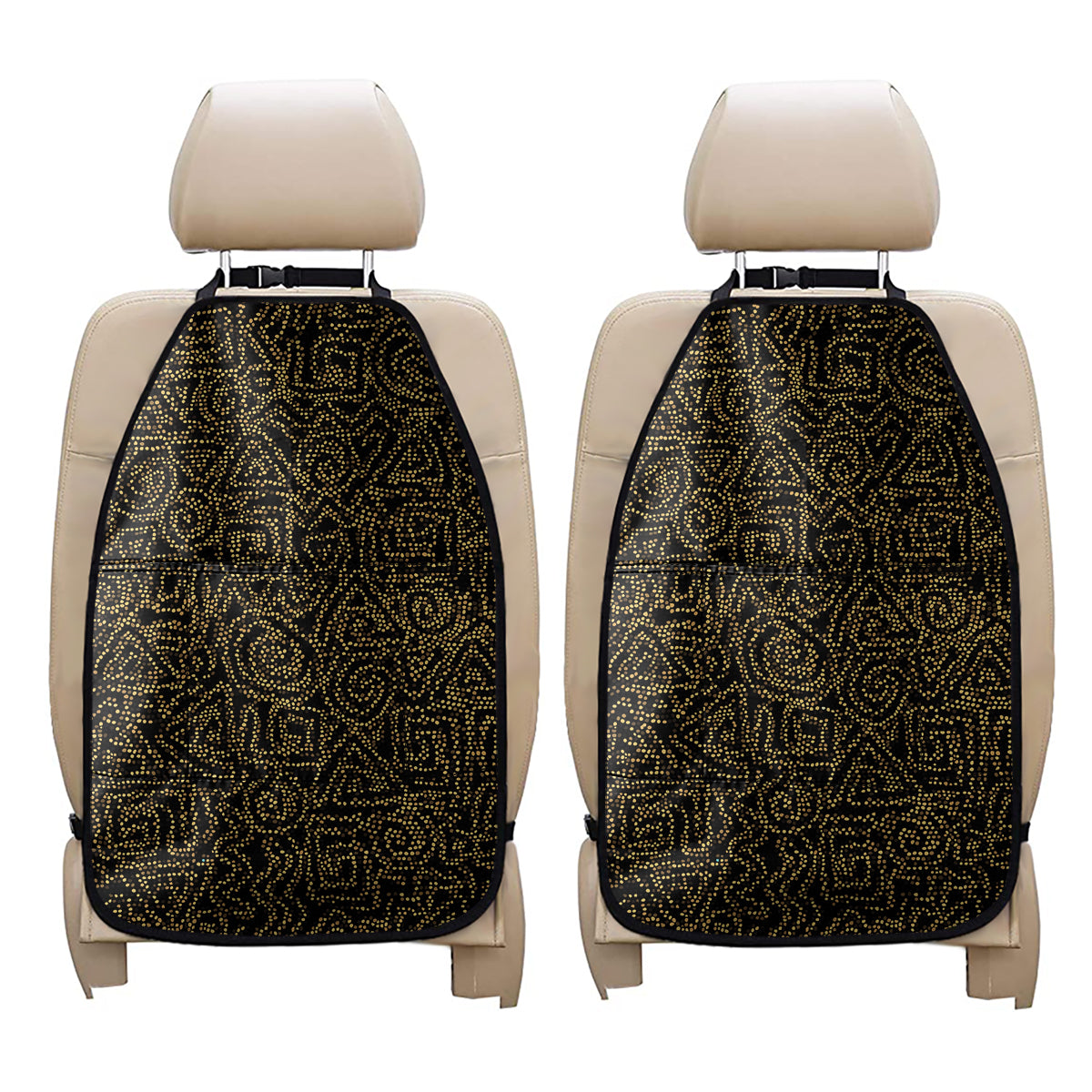 Black And Gold African Afro Print Car Seat Organizers