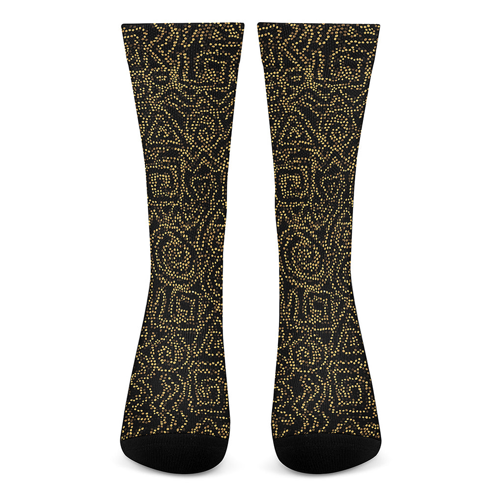 Black And Gold African Afro Print Crew Socks