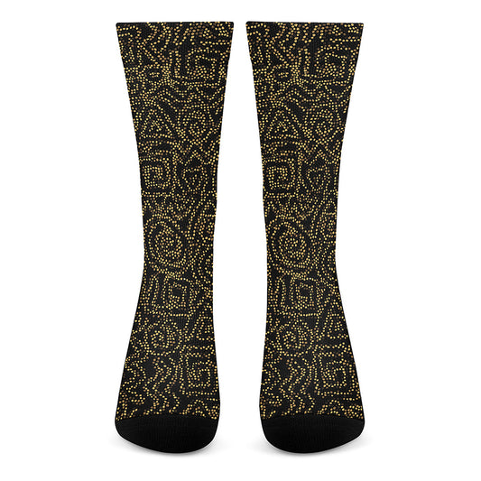 Black And Gold African Afro Print Crew Socks